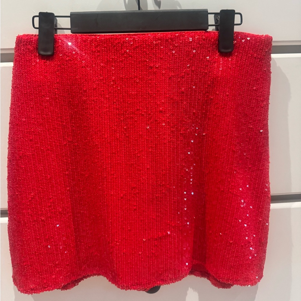 Show Me Your MuMu Vibrant Red Sequin Pencil Skirt